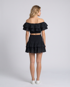 Annie twee-delige ruffle set met mini rok in Blau, perfect voor de zomer. 11