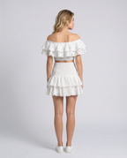 Annie twee-delige ruffle set met mini rok in Blau, perfect voor de zomer. 7