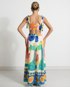 Aubrey gedrukte crop top en midi rok set in multikleur 3