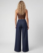 Stijlvolle Bessie wijde jeans met voorclosure in marineblauw. 5