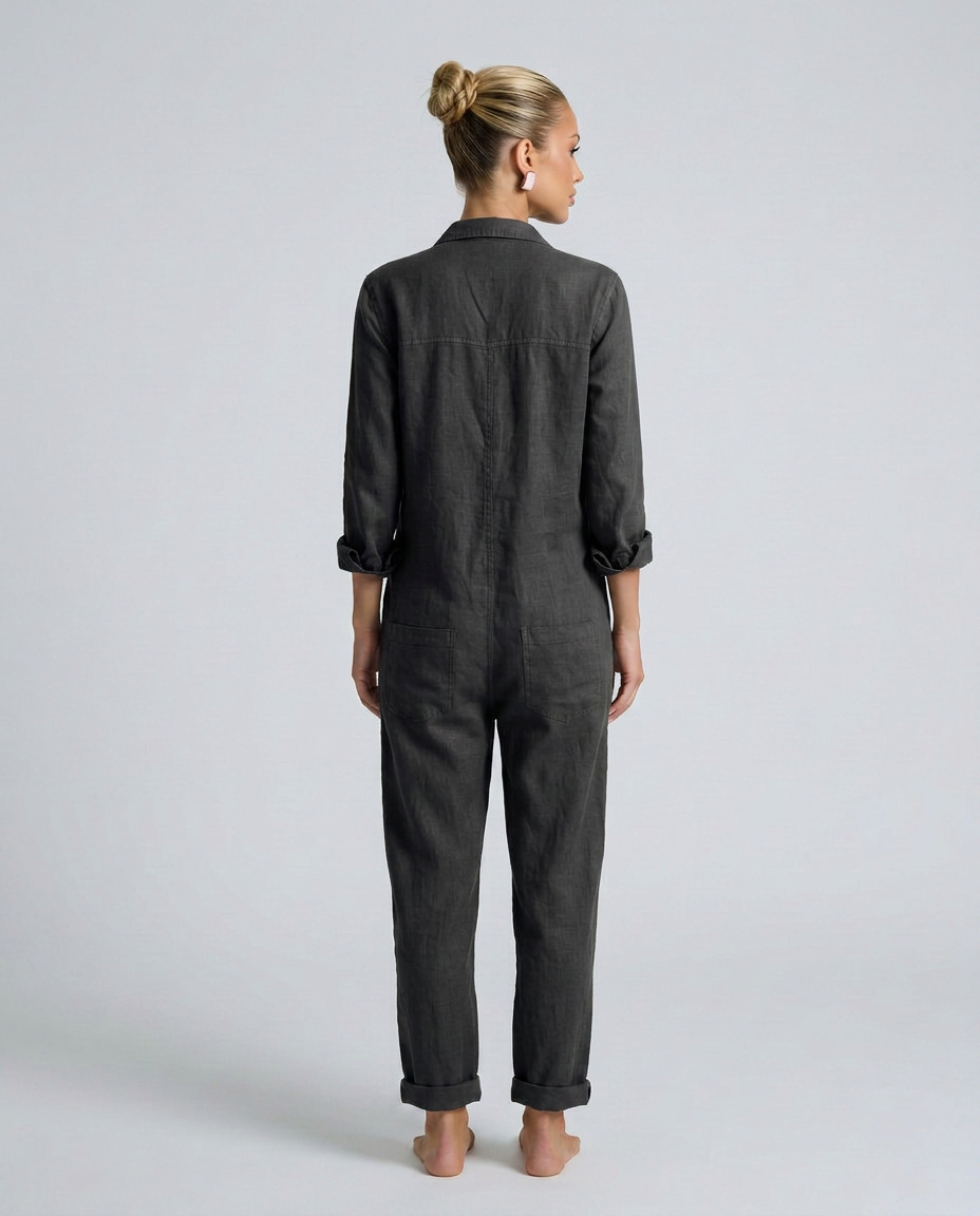 Stijlvolle lange mouwen jumpsuit met knopen aan de voorkant voor dames. 11