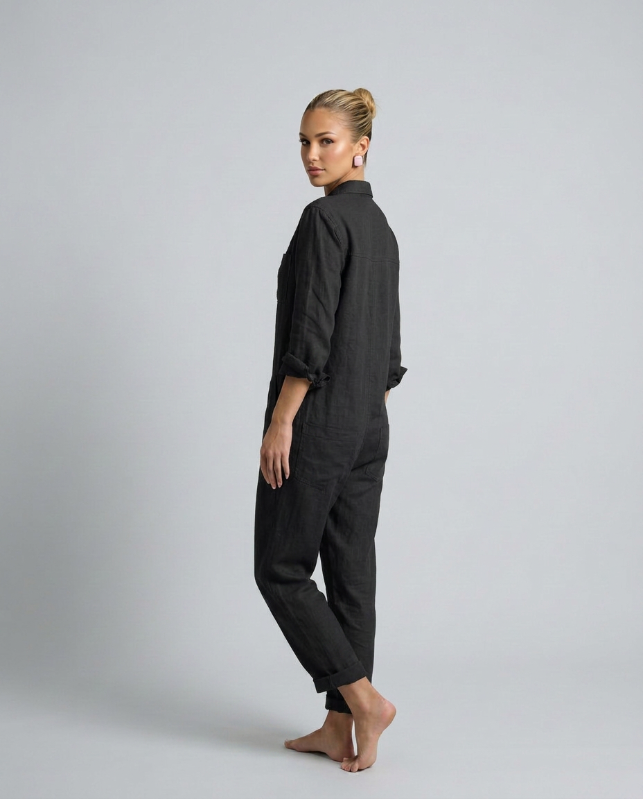 Stijlvolle lange mouwen jumpsuit met knopen aan de voorkant voor dames. 12