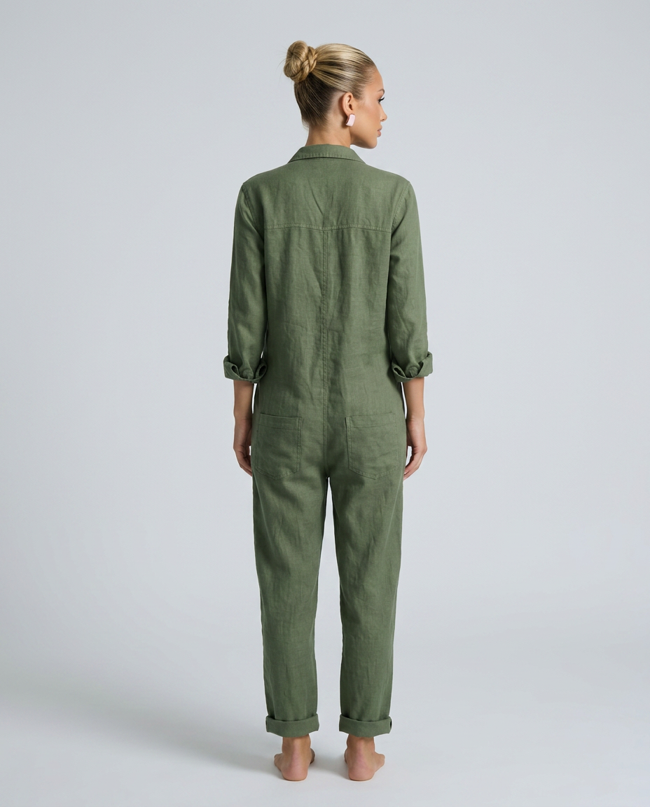 Stijlvolle lange mouwen jumpsuit met knopen aan de voorkant voor dames. 2