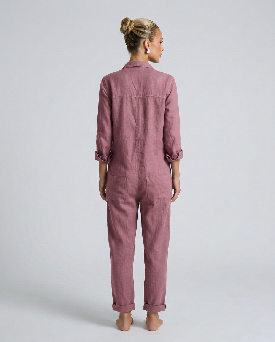 Stijlvolle lange mouwen jumpsuit met knopen aan de voorkant voor dames. 5