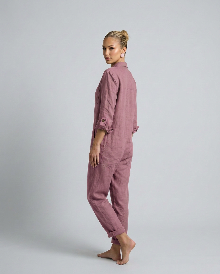 Stijlvolle lange mouwen jumpsuit met knopen aan de voorkant voor dames. 6