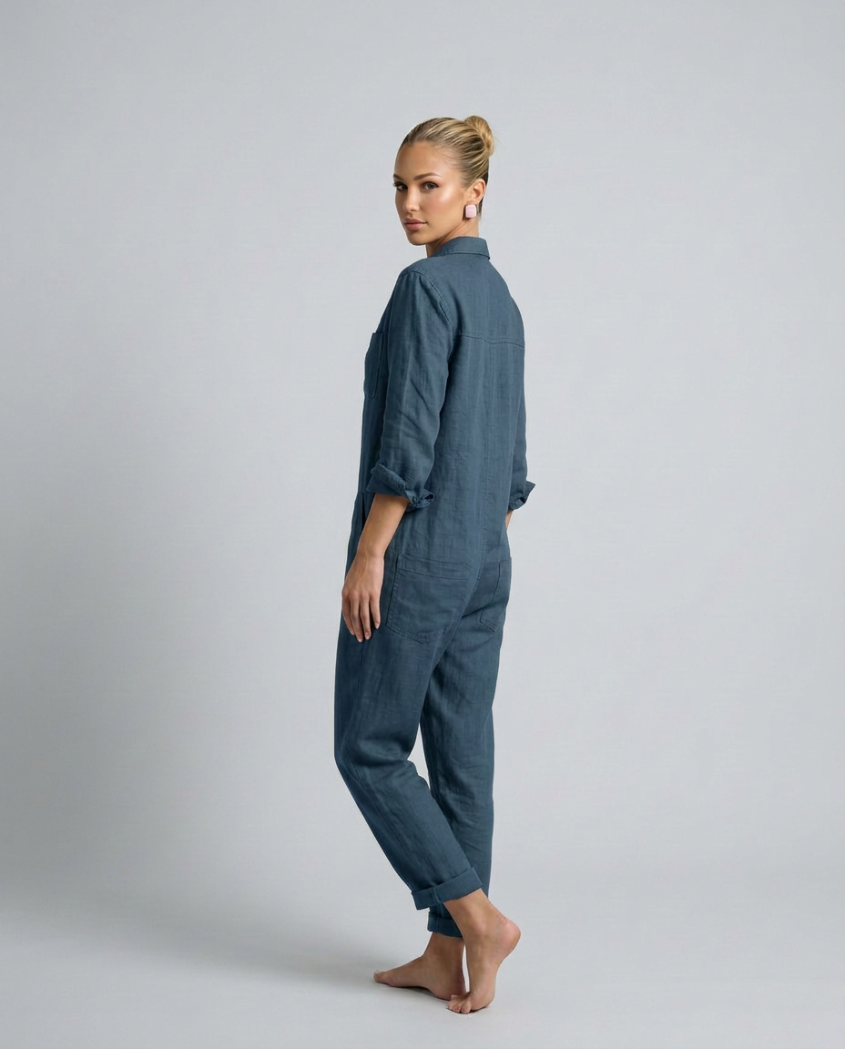 Stijlvolle lange mouwen jumpsuit met knopen aan de voorkant voor dames. 9