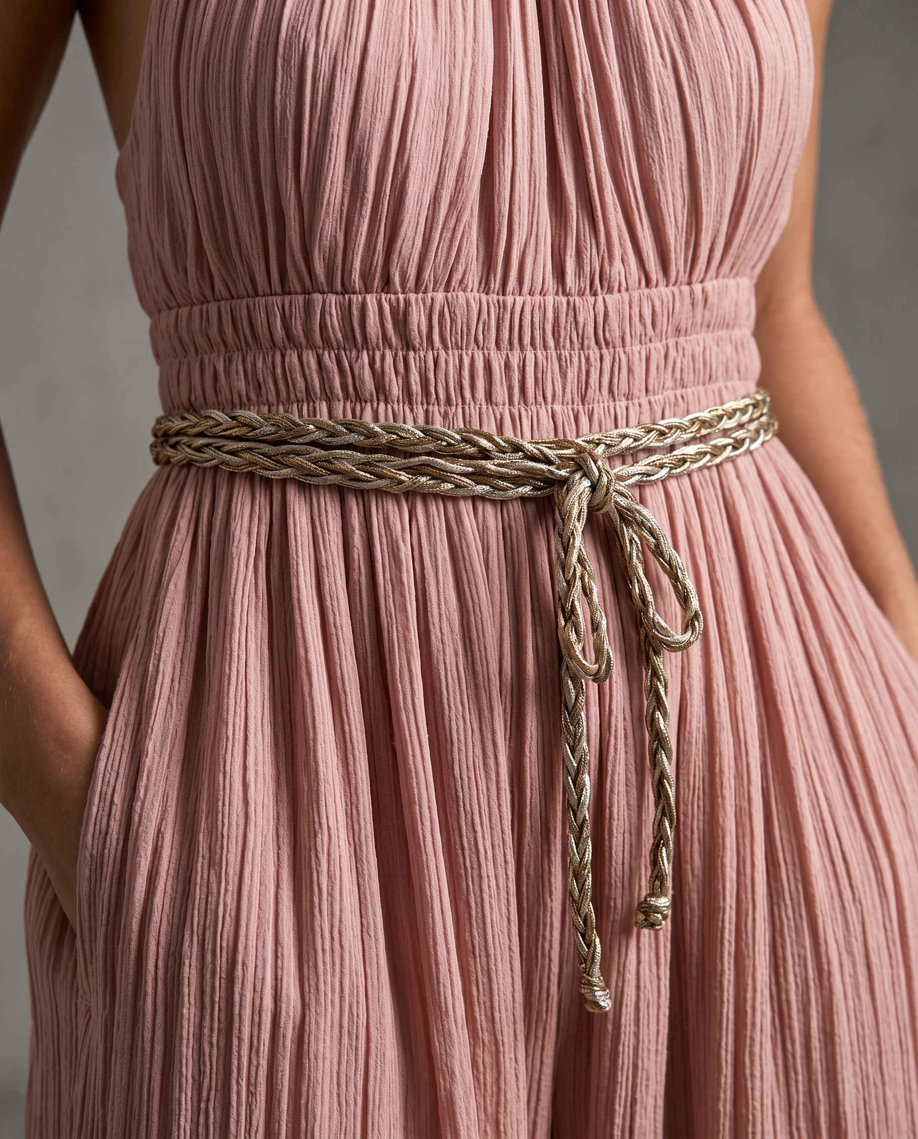 Elegante geplooide halter nek jumpsuit voor dames in roze. 4
