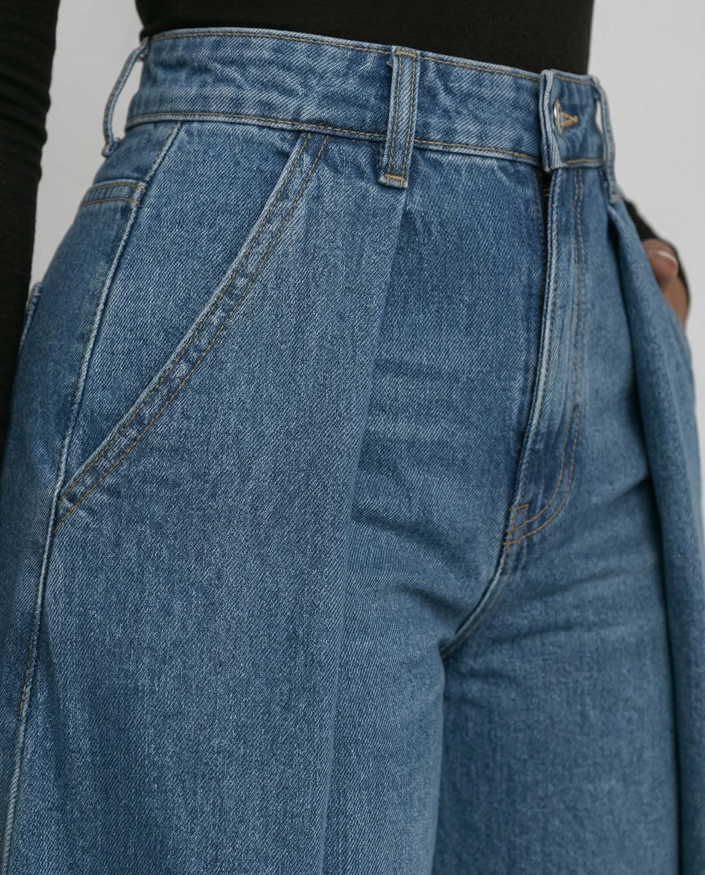 Hoge taille wijde jeans voor dames in denim 4