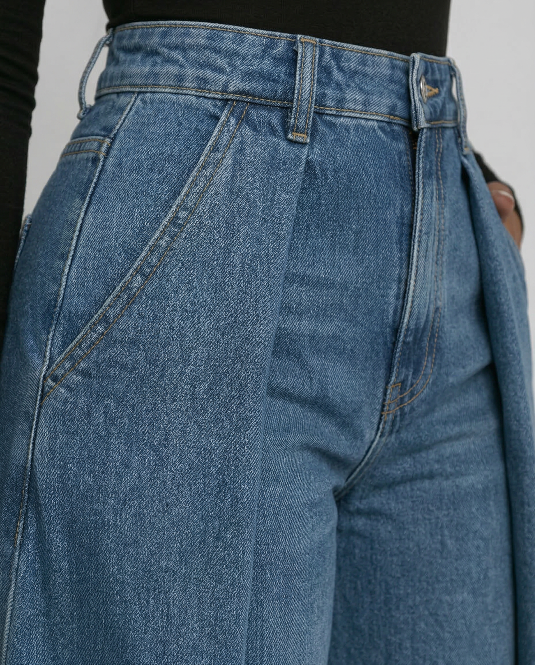 Hoge taille wijde jeans voor dames in denim 4