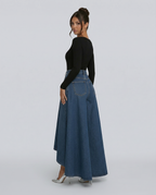 Hoge taille wijde jeans voor dames in denim 8