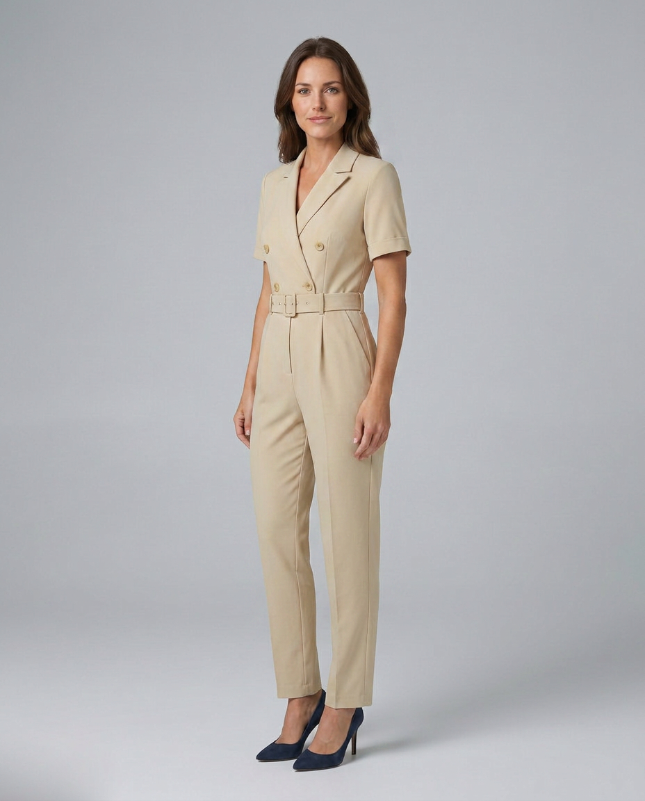 Elegante op maat gemaakte jumpsuit met tailleband voor vrouwen. 12