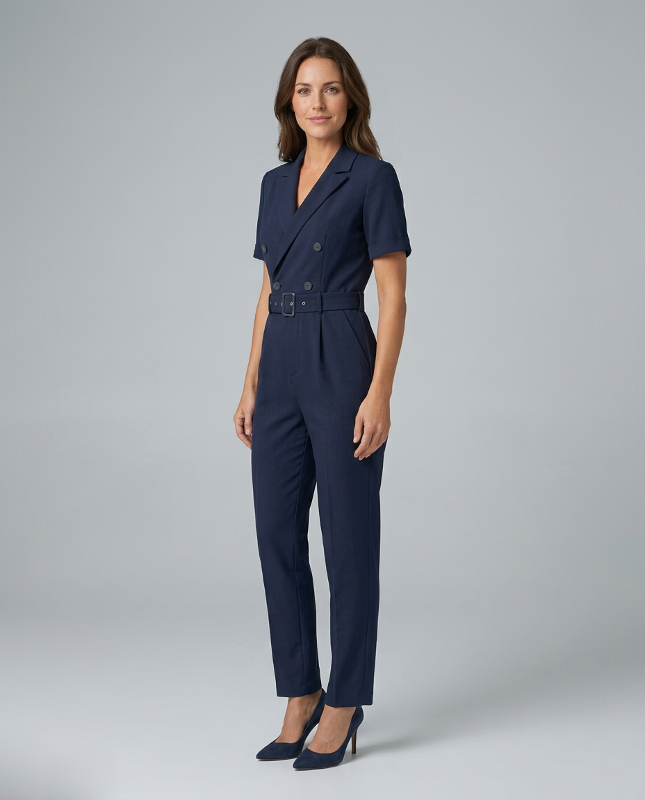Elegante op maat gemaakte jumpsuit met tailleband voor vrouwen. 4