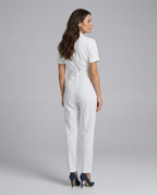 Elegante op maat gemaakte jumpsuit met tailleband voor vrouwen. 6