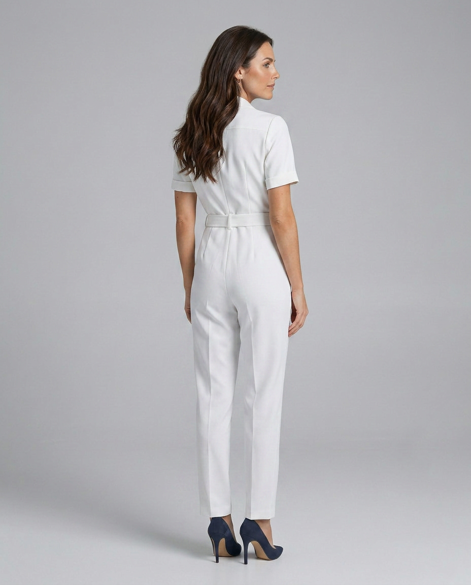 Elegante op maat gemaakte jumpsuit met tailleband voor vrouwen. 6