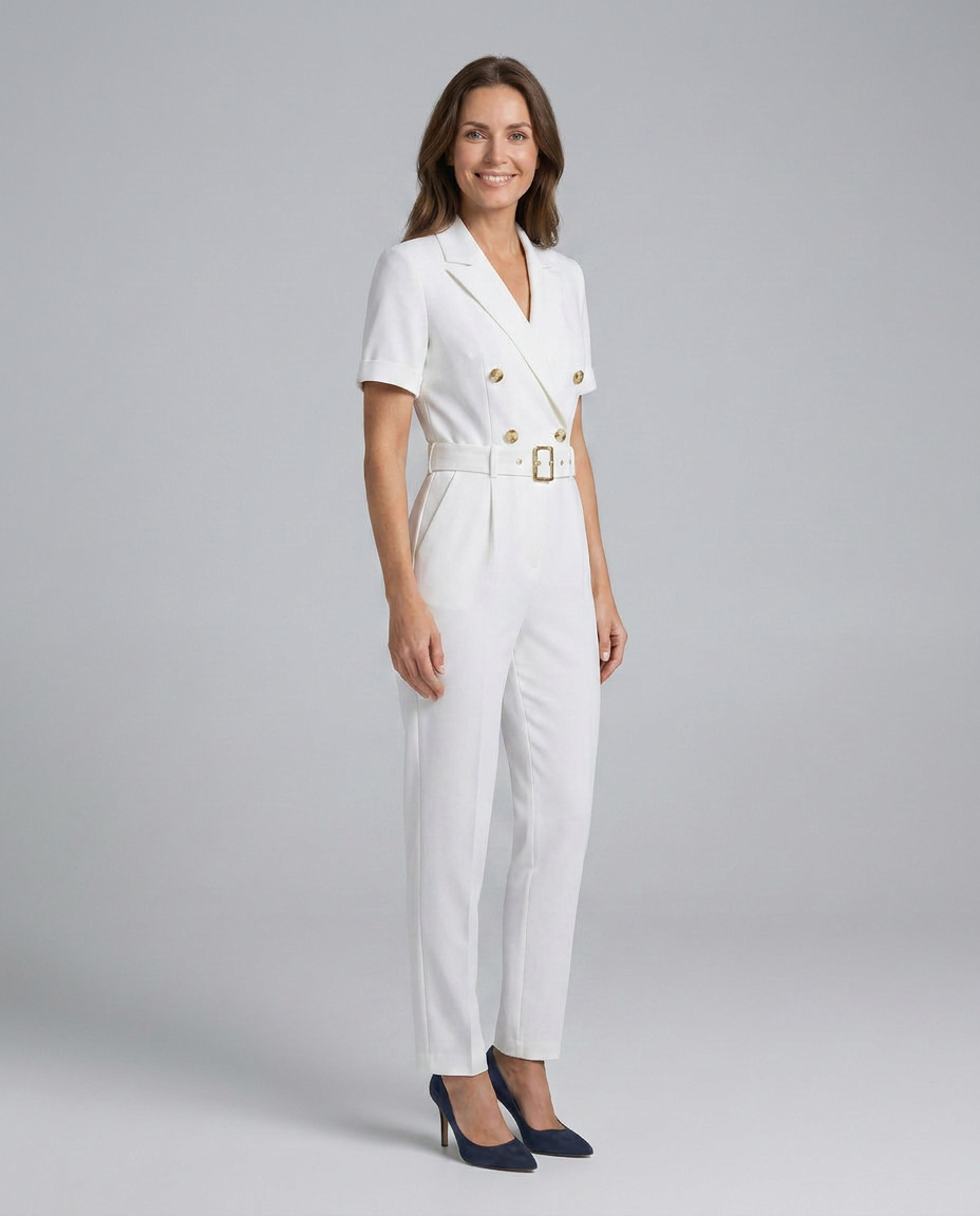 Elegante op maat gemaakte jumpsuit met tailleband voor vrouwen. 7