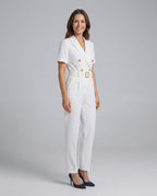 Elegante op maat gemaakte jumpsuit met tailleband voor vrouwen. 7