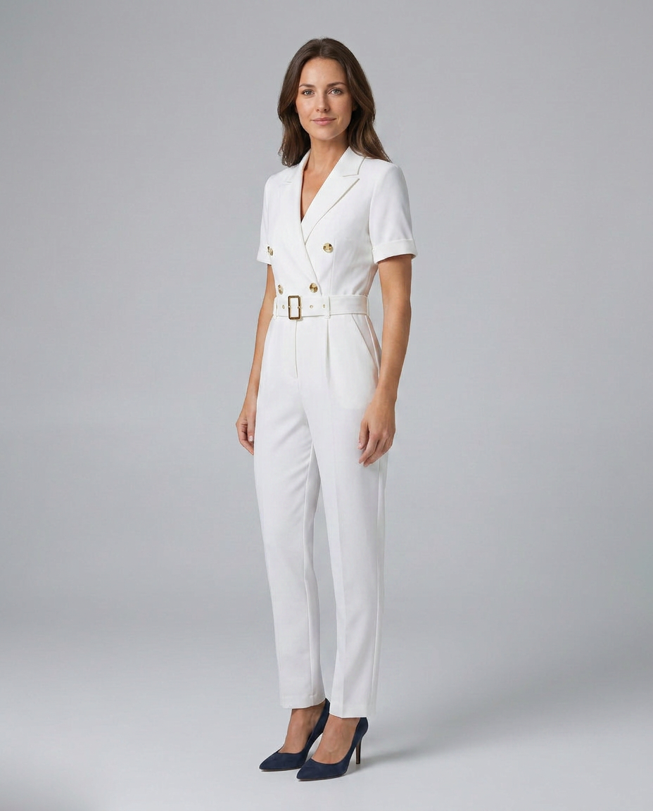 Elegante op maat gemaakte jumpsuit met tailleband voor vrouwen. 8