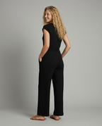 Christi wijde-pijpen jumpsuit met knopsluiting voor vrouwen. 2