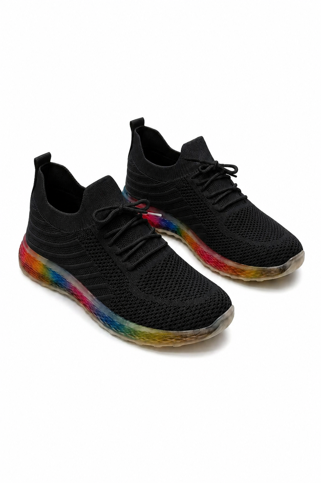 Comfort Stretch Neon Flow Trainers in zwart met neon details. 3