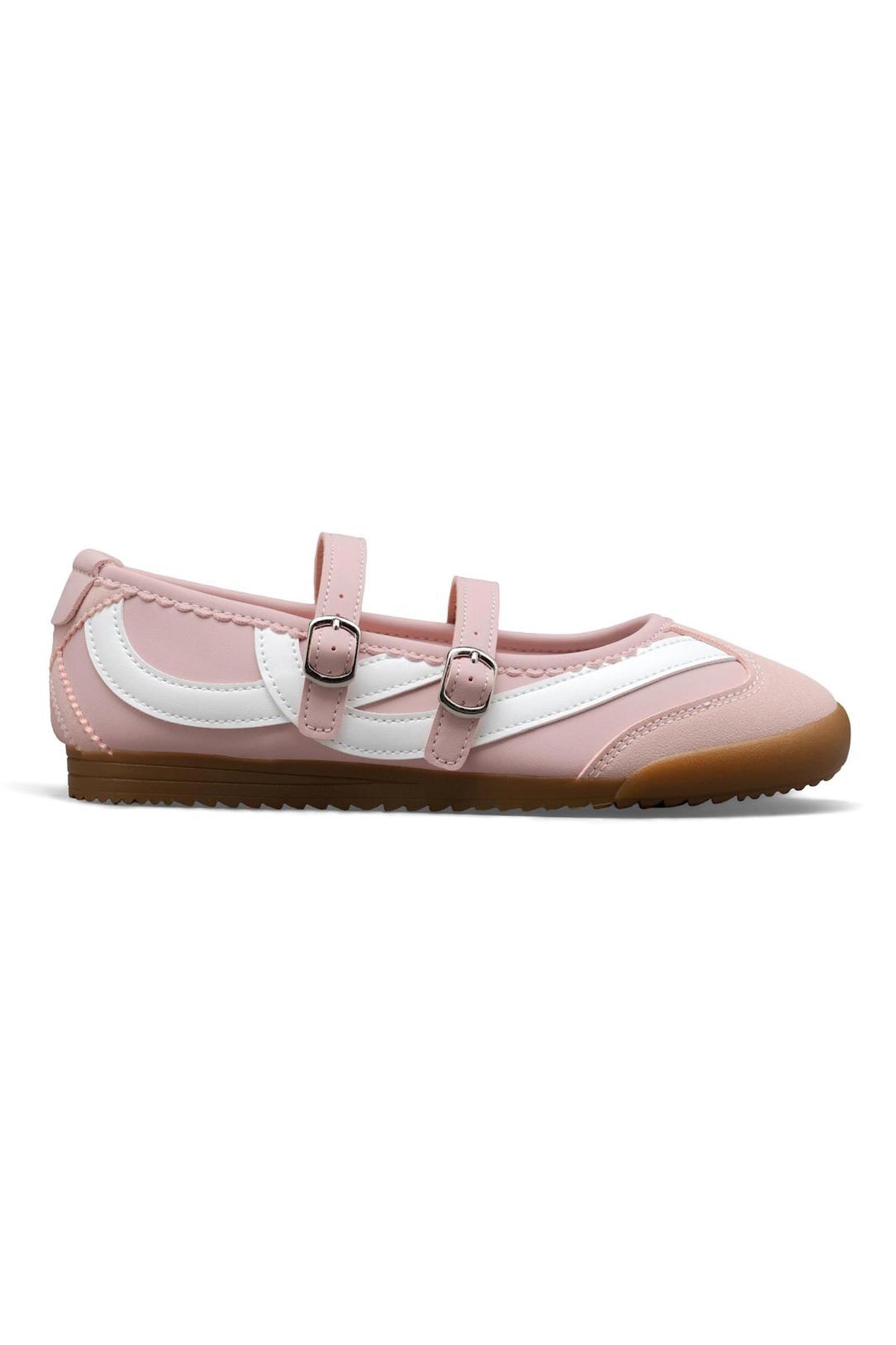 Comfortabele Mary Jane Eclipse Strap Trainers in roze met criss-cross banden. 4