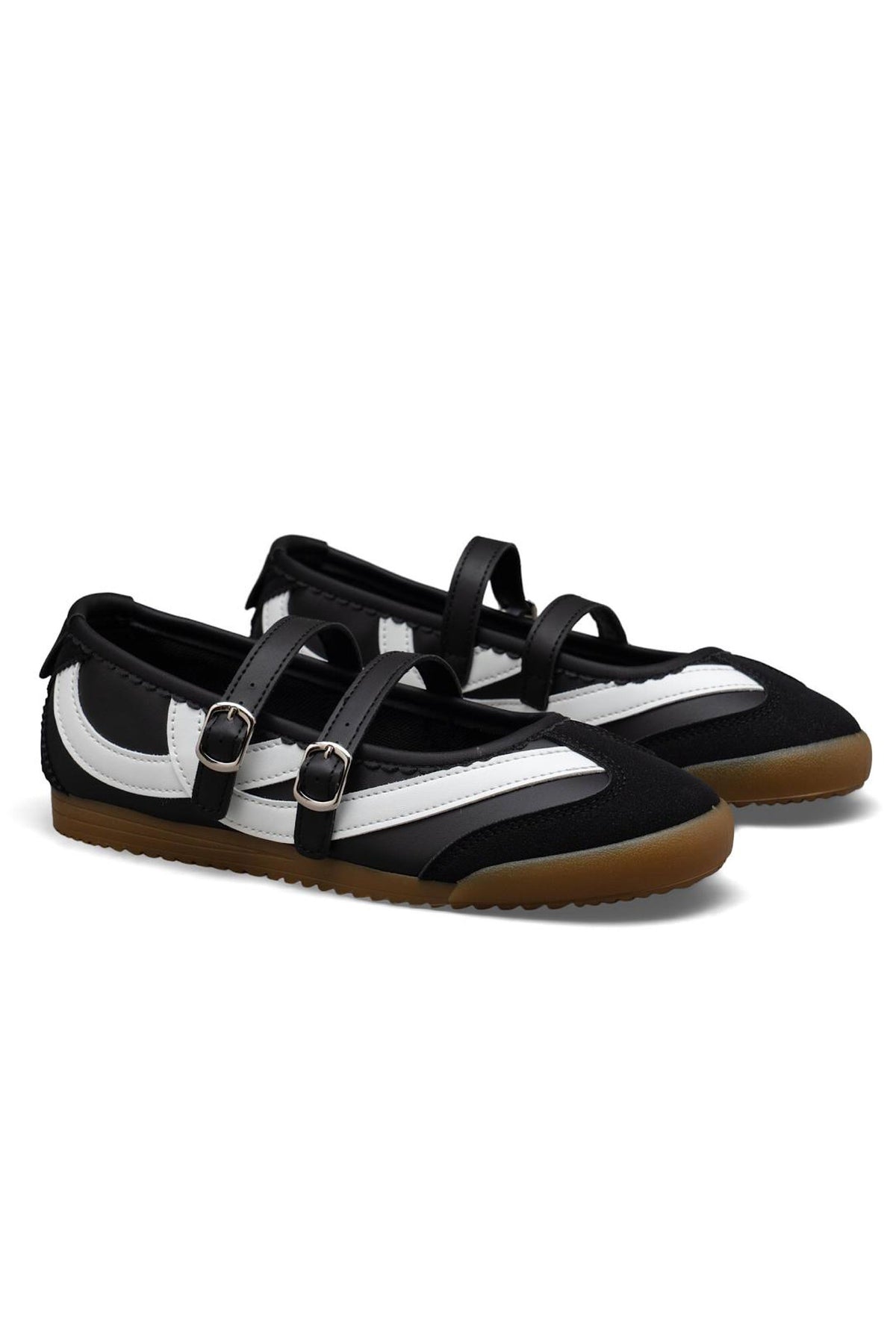 Comfortabele Mary Jane Eclipse Strap Trainers in zwart met opvallende details. 3