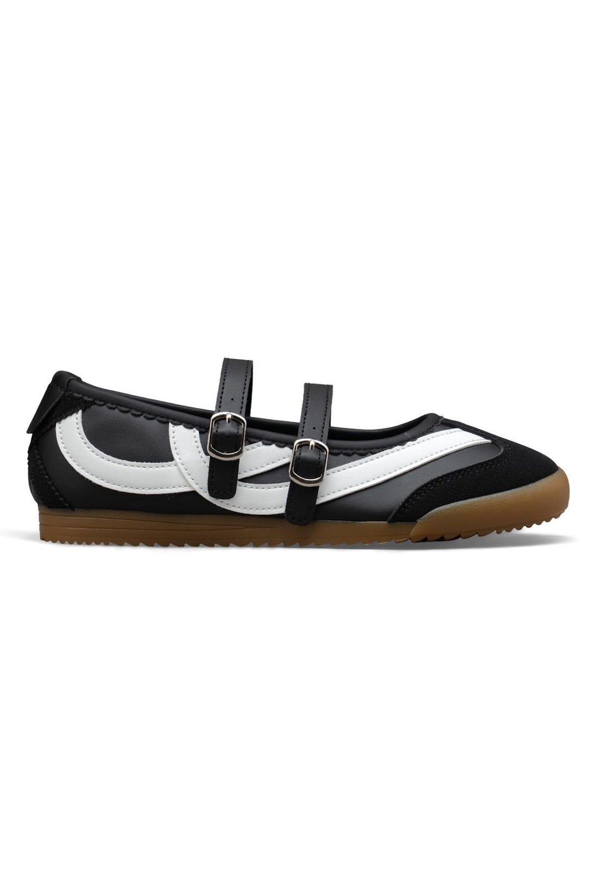 Comfortabele Mary Jane Eclipse Strap Trainers in zwart met opvallende details. 4