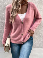 Dames Cardigan Langarm met V-Ausschnitt in verschillende kleuren 13