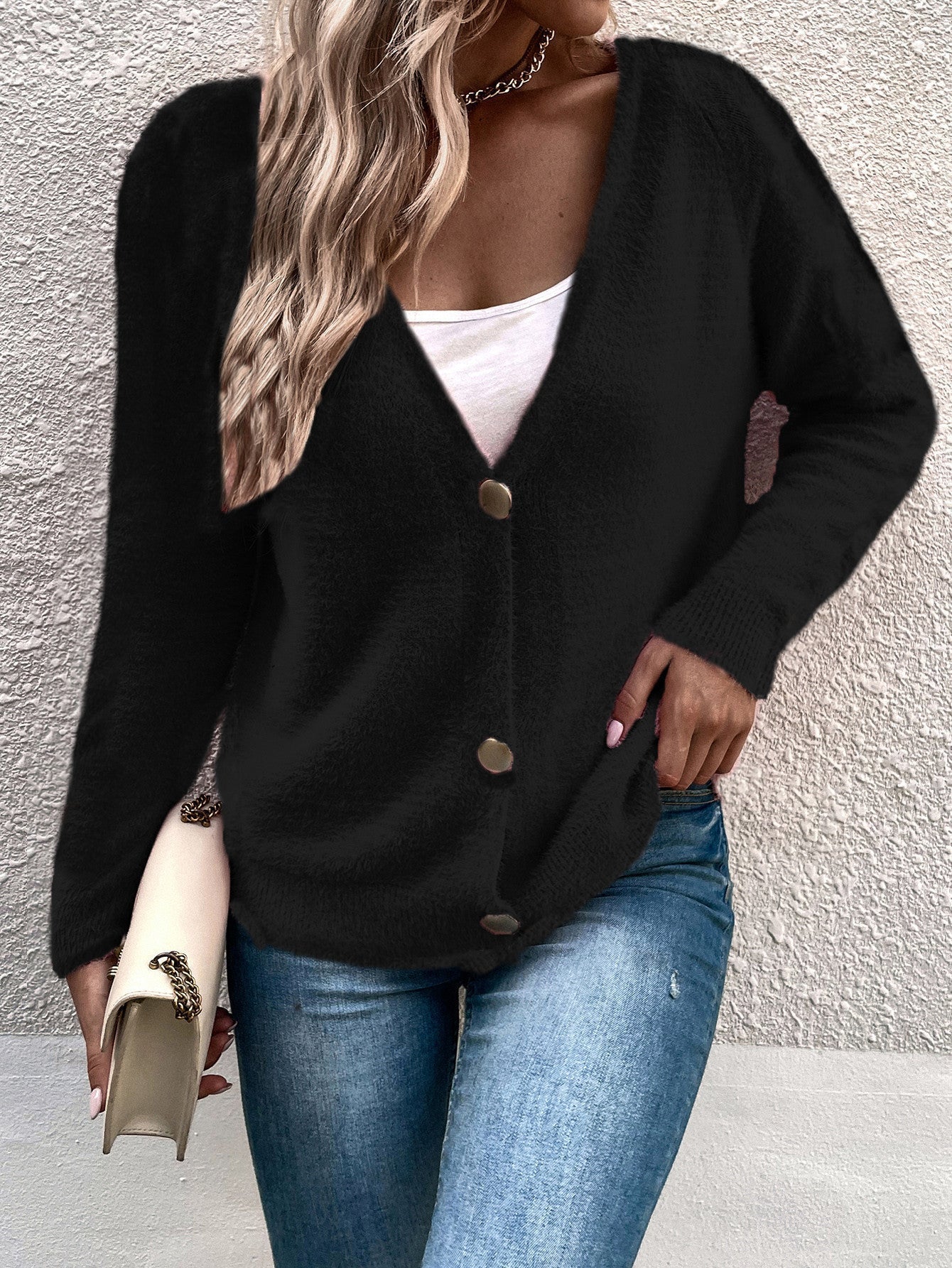 Dames Cardigan Langarm met V-Ausschnitt in verschillende kleuren 7