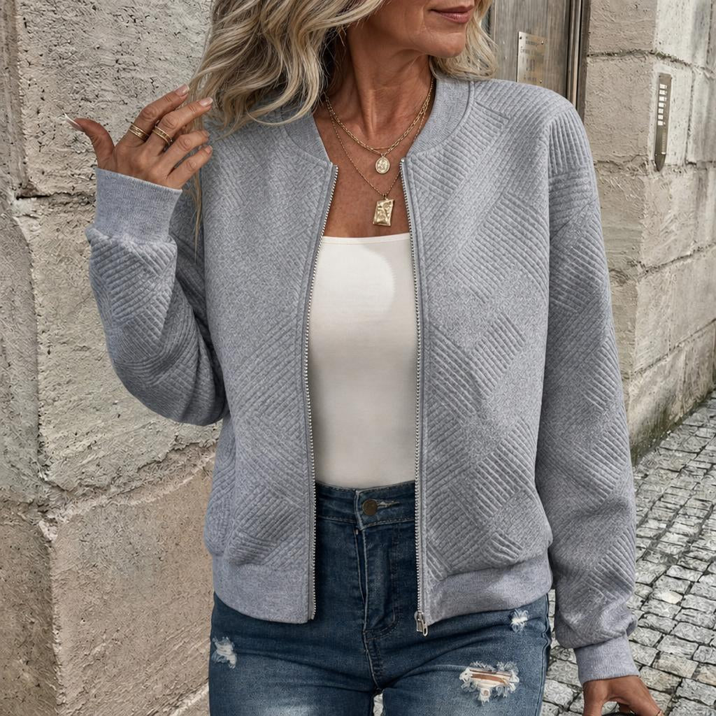 Elegante dames cardigan met rits in gestructureerde stof 5
