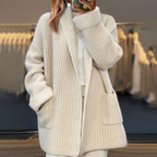Dames Cardigan met V-Ausschnitt Jully in crème en taupe