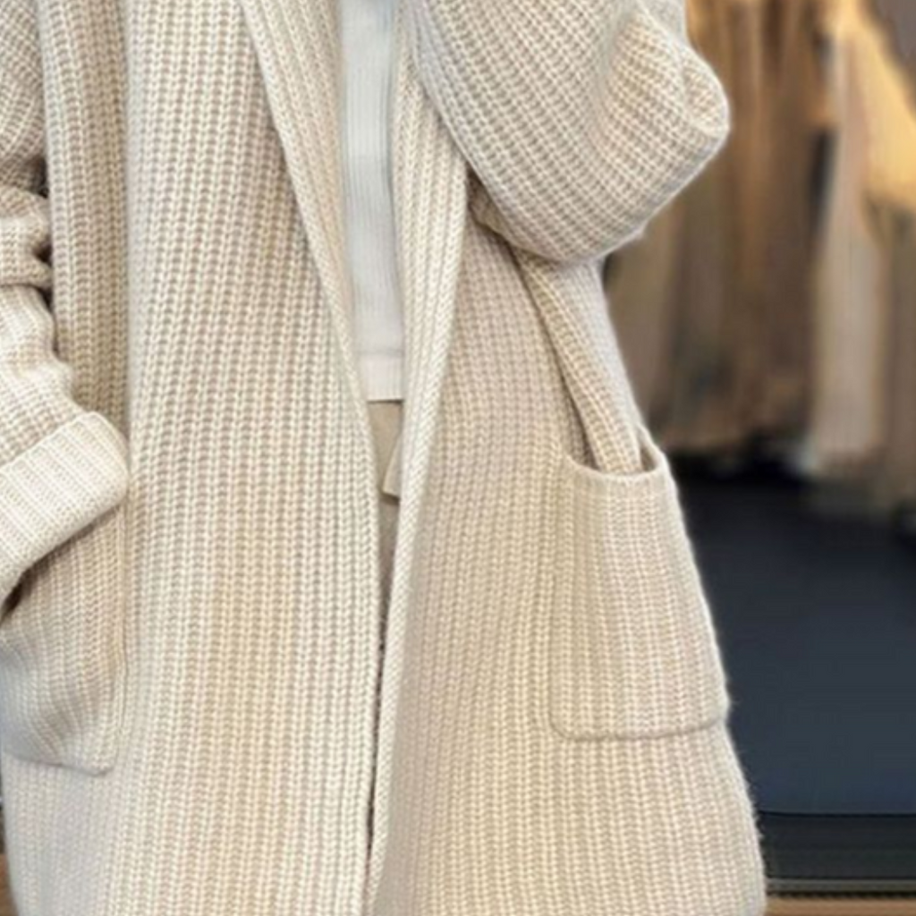 Dames Cardigan met V-Ausschnitt Jully in crème en taupe 3