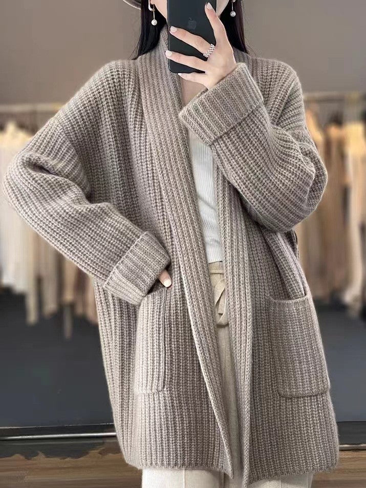 Dames Cardigan met V-Ausschnitt Jully in crème en taupe 5