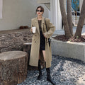 Stijlvolle dames oversized trenchcoat met revers en verlengd ontwerp