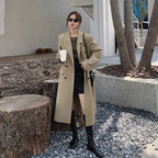 Stijlvolle dames oversized trenchcoat met revers en verlengd ontwerp