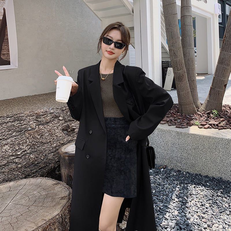 Stijlvolle dames oversized trenchcoat met revers en verlengd ontwerp 2