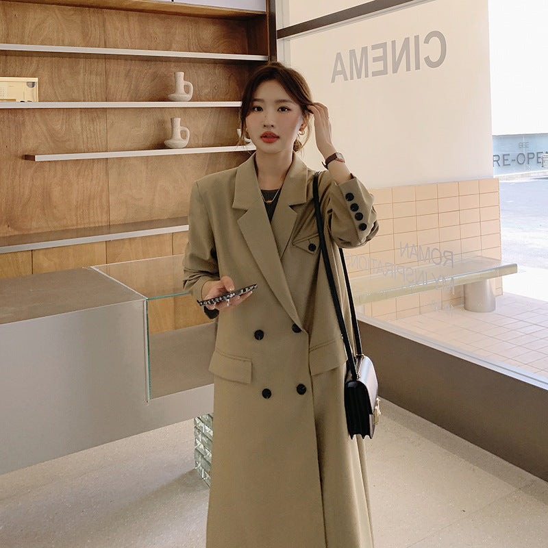 Stijlvolle dames oversized trenchcoat met revers en verlengd ontwerp 4
