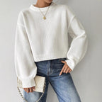 Stijlvolle dames feinstrickpullover met rondhals en lange mouwen. 2