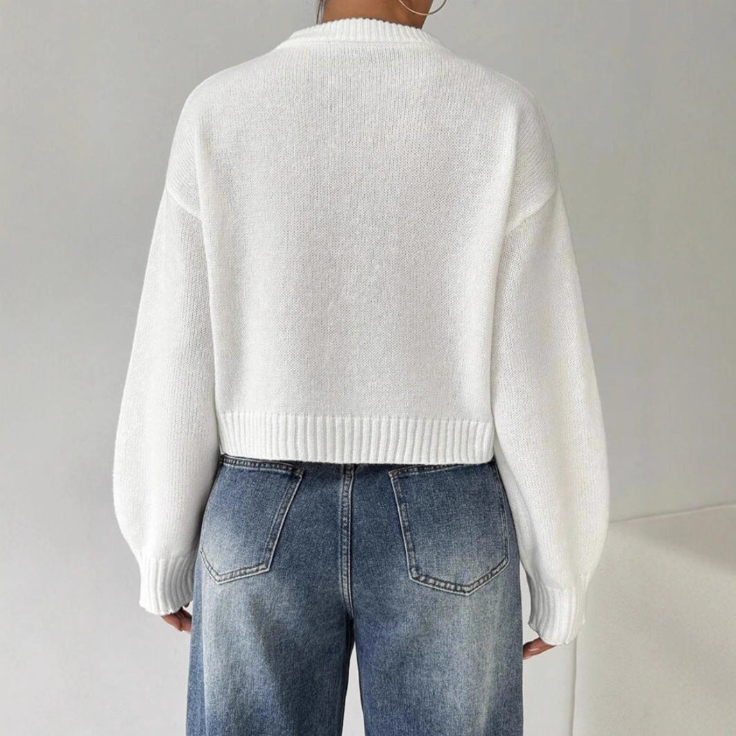 Stijlvolle dames feinstrickpullover met rondhals en lange mouwen. 3