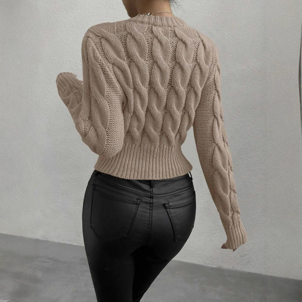 Dames Grobstrickpullover met hoge kraag in creme kleur 3