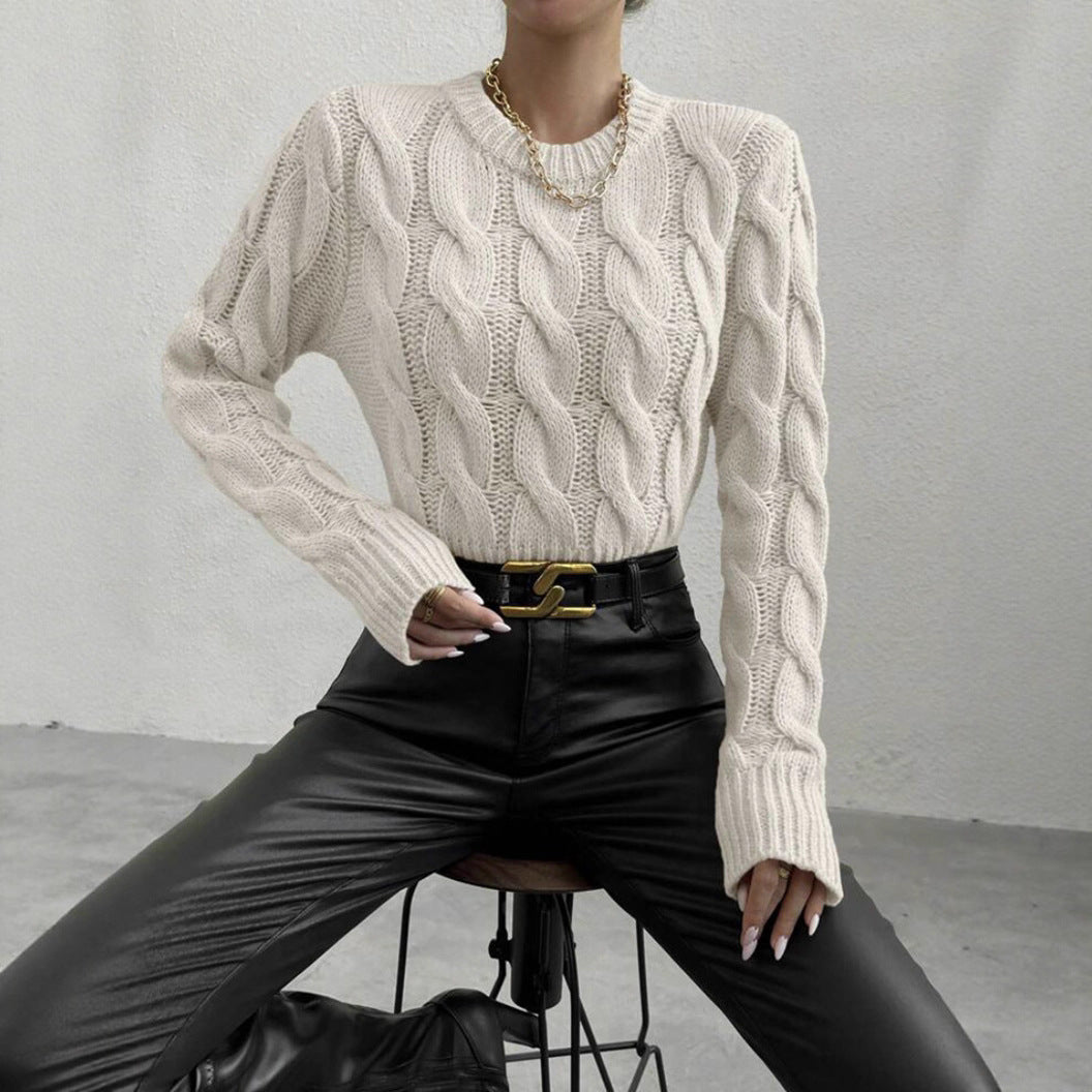 Dames Grobstrickpullover met hoge kraag in creme kleur 4