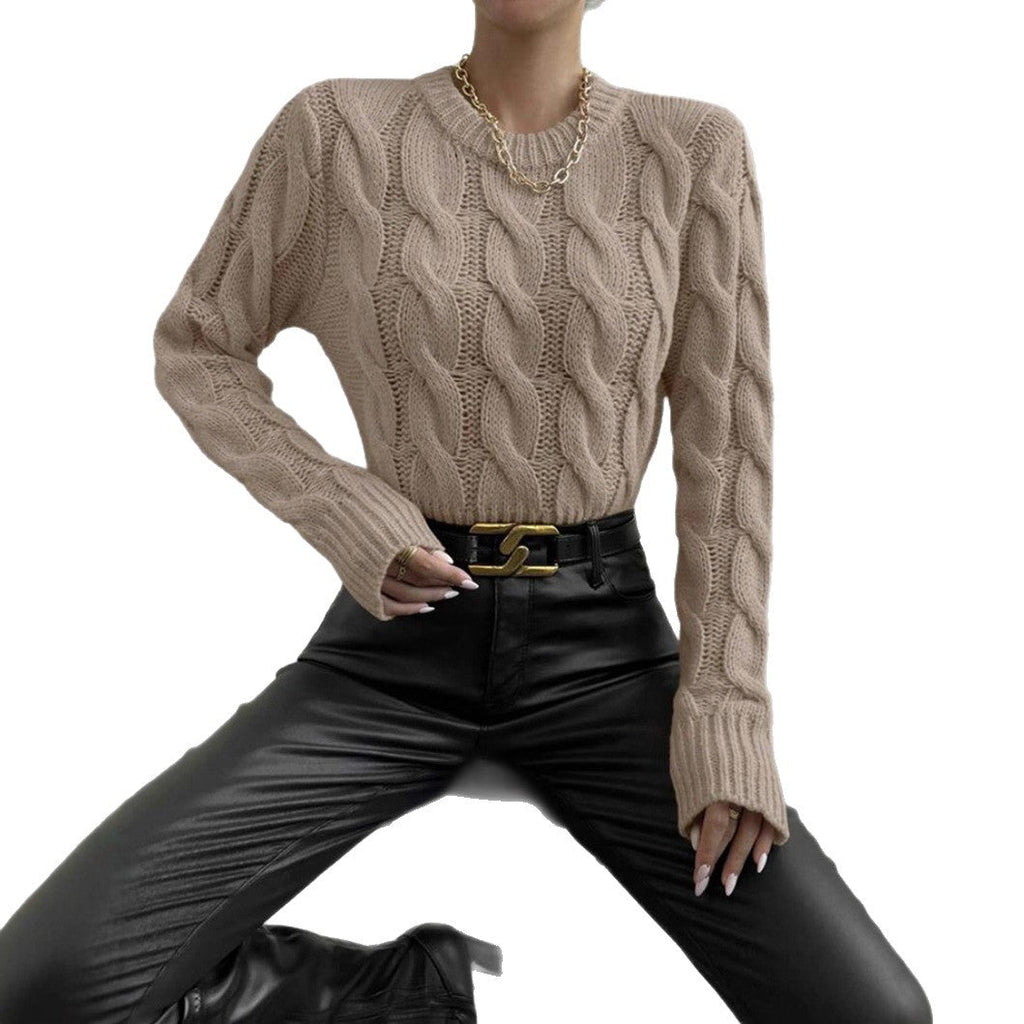 Dames Grobstrickpullover met hoge kraag in creme kleur 6