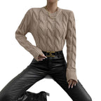 Dames Grobstrickpullover met hoge kraag in creme kleur 6
