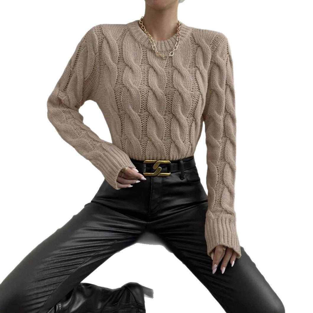 Dames Grobstrickpullover met hoge kraag in creme kleur 6
