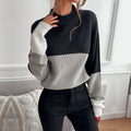 Damen Grobstrickpullover met Farbblockdesign Jully in grijs