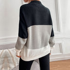 Damen Grobstrickpullover met Farbblockdesign Jully in grijs 3
