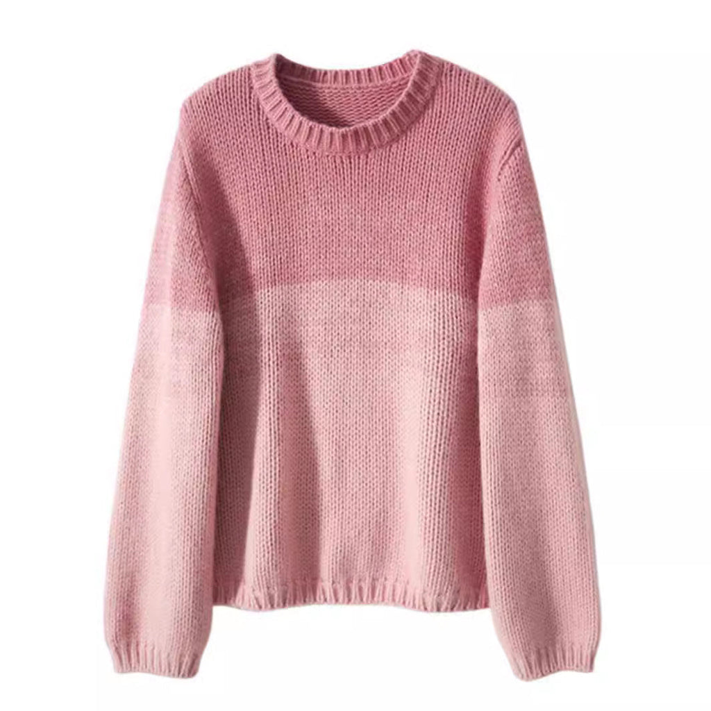 Dames Grobstrickpullover met hoog Kragen in Roze en Bruin 4