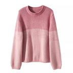 Dames Grobstrickpullover met hoog Kragen in Roze en Bruin 4