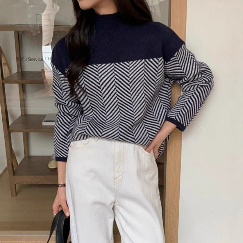 Dames Grobstrickpullover met Stehkragen Jully in grijs
