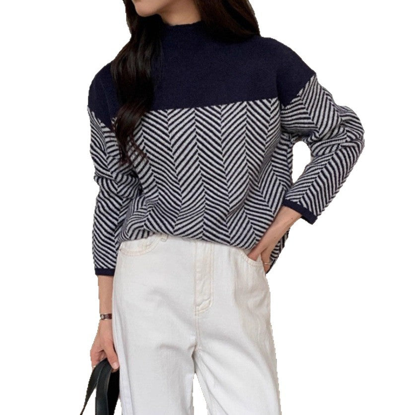 Dames Grobstrickpullover met Stehkragen Jully in grijs 4