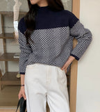 Dames Grobstrickpullover met Stehkragen Jully in grijs 5